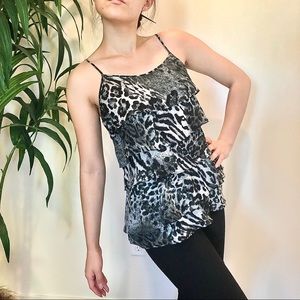 New York and Company Animal Print Ruffle Top